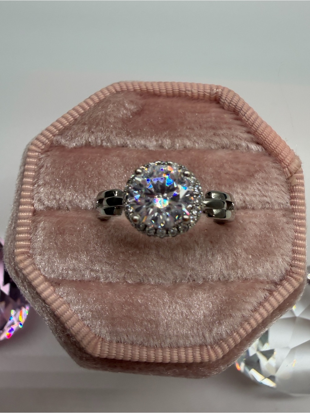 Sterling Silver Moisennite ring with halo